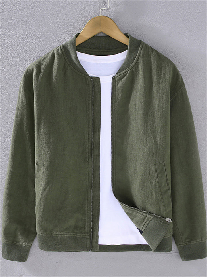 Casual Ramine Solid Color Baseball Collar Jacket for Men