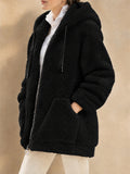 Women's Autumn Fleece Zip Up Oversized Hooded Coat