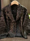 Women's Chic Woven Textured Wrinkles Single Breasted Tops