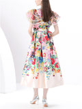 Women's Trendy Flowers Print V Neck Midi Dress