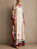Womens Floral Print Loose Resort Cover Up Kaftan Maxi Dress