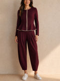 Women Chic Zipper Peplum Top and Lantern Pants Set