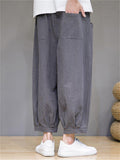 Men's Summer Casual Solid Color Wide Leg Cropped Pants