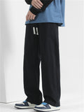 Men's Casual Cotton Solid Color Straight Wide Leg Pants