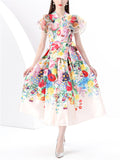 Women's Trendy Flowers Print V Neck Midi Dress