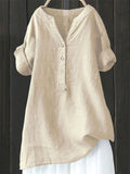 Women's Casual Retro Holiday Style Solid Color V Neck Short Sleeve Shirts
