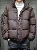 ‌Men's Winter Trendy Zipper Buttons Padded Puffer Coats