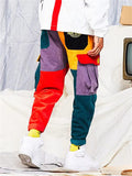 Men's Hip-Hop Color Block Patchwork Multi-Pocket Pants