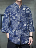 Men's Summer Trendy Chinese Style Printed Button Up TangSuit Shirt