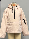 Women's Autumn Casual Solid Color Sporty Hooded Pullover Jackets
