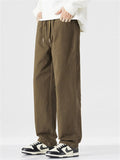 ‌Men's Loose Fit Thermal Lined Casual Workwear Straight Pants for Autumn Winter