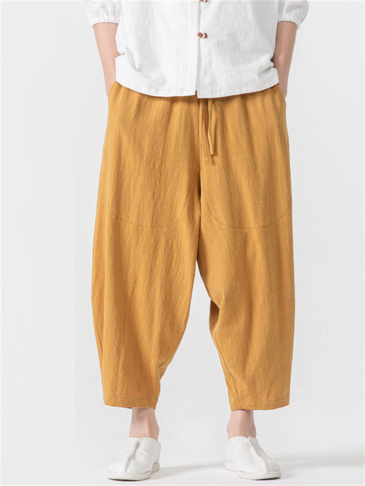 Men's Summer Comfy Solid Color Drop Crotch Pants