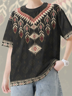 Men's Summer Boho Ethnic Style Printed Quick-Dry Short Sleeve Shirts