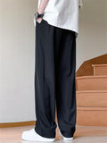 Men's Elastic Waist Drawstring Casual Loose Fit Straight Leg Pants