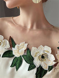 Women's Mesh Patchwork Flowers Embroidered Shirts