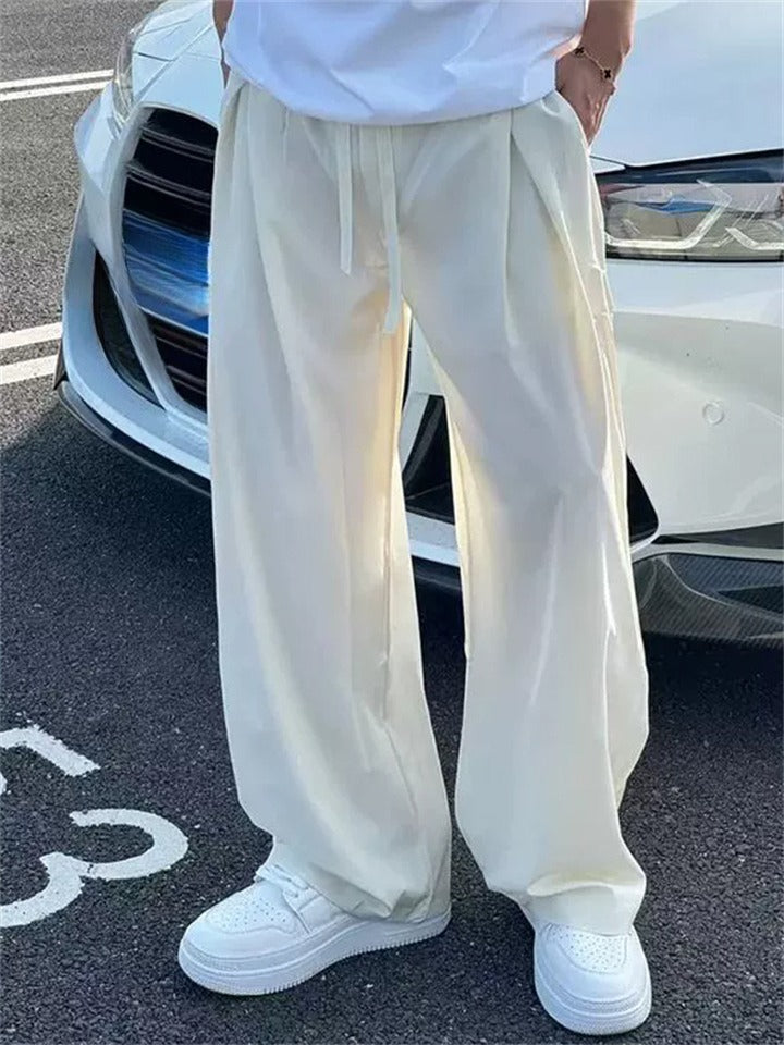 Summer C‌ool Drawstring Wide Leg Casual Pants for Men