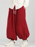 Men's Casual Trendy Solid Color Wide Leg Corduroy Bloomers Pants