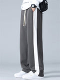 ‌Men's Drape Loose Fit Side Stripe Straight Leg Sweatpants Casual Daily Wear‌