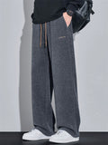 ‌Men's Comfy Simple Drawstring Corduroy Loose Fit Casual Pants