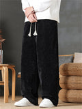 Autumn Simple C‌asual Comfy Loose Fit Straight Leg Pants for Men with Elastic Waist
