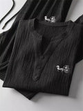Men's 2Pcs Cool Texture Embroidered Short Sleeve Solid Color Outfits