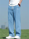 Men's Summer Cool Blue Solid Color Straight Jeans