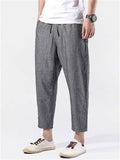 Men's Summer Stripe Drawstring Cropped Pants