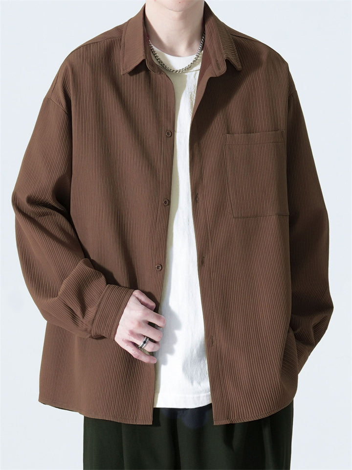 Men's Cool Solid Color Casual Drape Long Sleeve Shirts