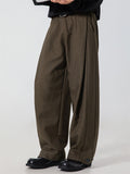 Men's Retro Pleated Solid Color  Elastic Waist Drape Wide Leg Suit Pants