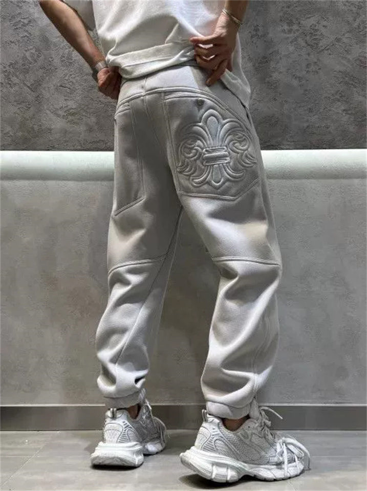 Men's Casual Autumn Fleece Lined Harem Jogger Pants with Drawstring
