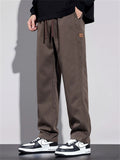 Men's Casual Fitted Elastic Waist Straight Leg Cargo Pants With Patches