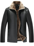 Men's Faux Leather Zip Up Fleece Lined Warm Winter Casual Coats