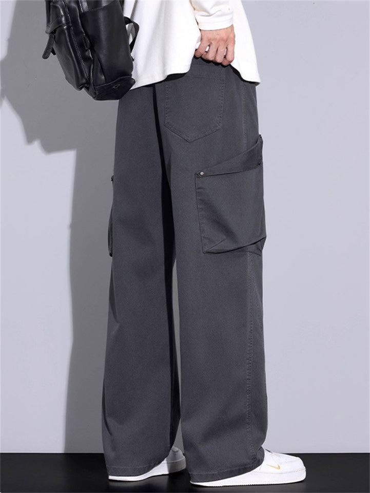 ‌Men's American Style Daily Wear‌ Loose Fit Straight Leg Cargo Pants with Pockets