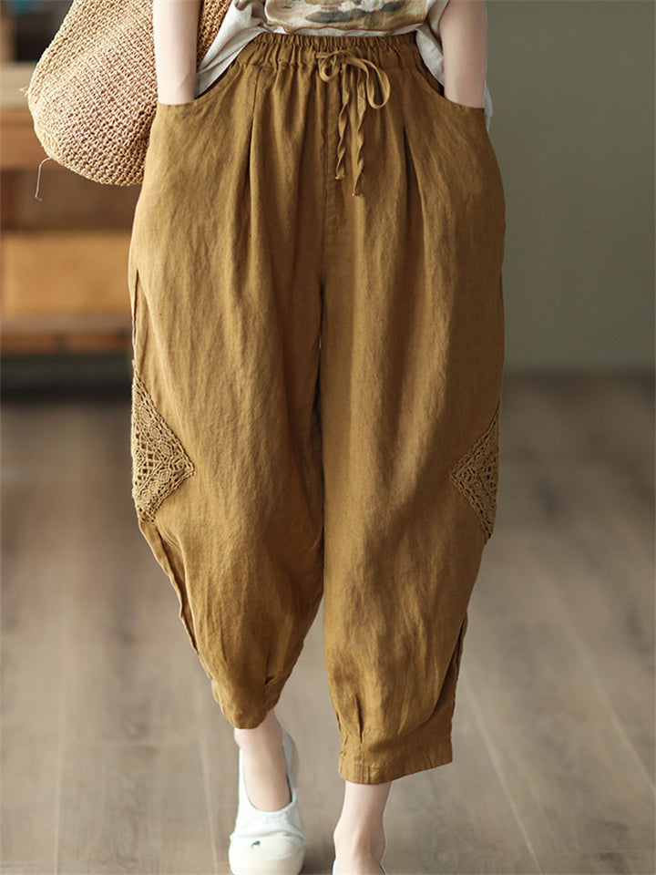 Women's Summer Casual Drawstring Harem Cropped Pants