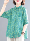Women's Retro Casual Floral Print Short Sleeve Shirts