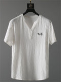 Men's 2Pcs Cool Texture Embroidered Short Sleeve Solid Color Outfits