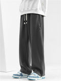 Men's Casual Solid Color Ankle-Tied Straight Wide Leg Pants