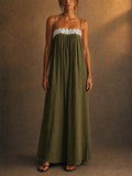Womens Floral Lace Spaghetti Strap Summer Maxi Dress