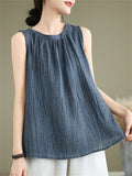 Summer Casual Women's Solid Color Round Neck Sleeveless Shirts