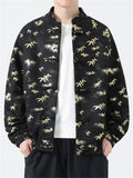 Men's Autumn Chinese Style Leaves Print Frog Button Jackets