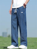 Men's Summer Cool Blue Solid Color Straight Jeans