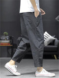 Men's Casual Cozy Striped Cropped Harem Pants