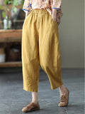 Women's Summer Casual Elastic Waist Harem Cropped Pants
