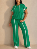 Womens Striped Sporty Hoodie Pants Matching Outfits