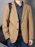 Men's Autumn Casual Solid Color Cotton Single Breasted Suit Jackets