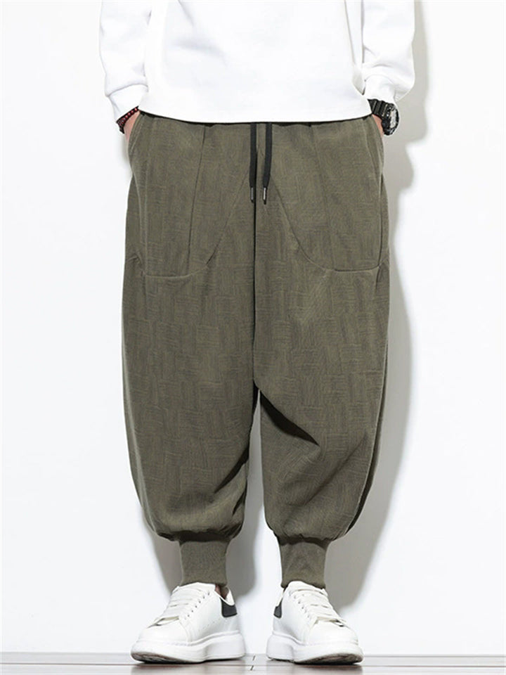 Men's Autumn Casual Geometric Texture Wide Leg Jogger Pants