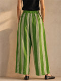 Womens Holiday Style Striped Wide Leg Pants with Pockets