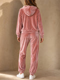 Women Velvet Hoodie and Jogger Pants Two Piece Tracksuit Set