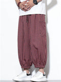 Men's Summer Trendy Plaid Pockets Wide Leg Cropped Pants
