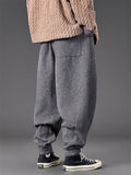 Men's Autumn Solid Color Drawstring Harem Pleated Hem Jogger Pants